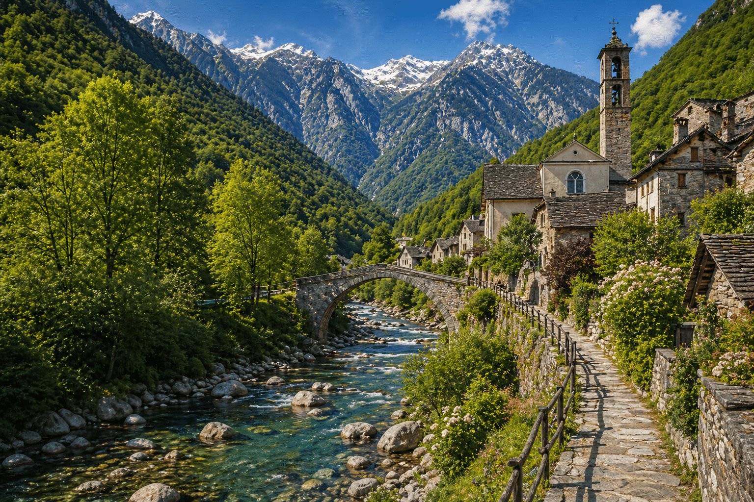 Mountain village scenery in northern Piedmont